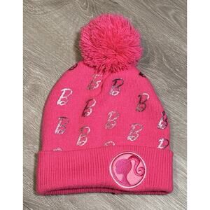 Barbie Movie Hot Pink Girly Girl Beanie Pomb Winter Hat OSFM